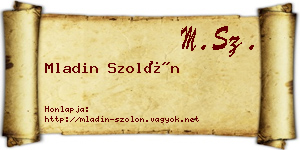 Mladin Szolón névjegykártya